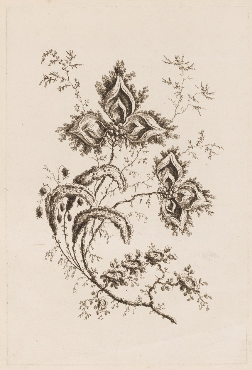 "Fleures Persannes" dan Çiçek Dalı by Jean Baptiste Pillement