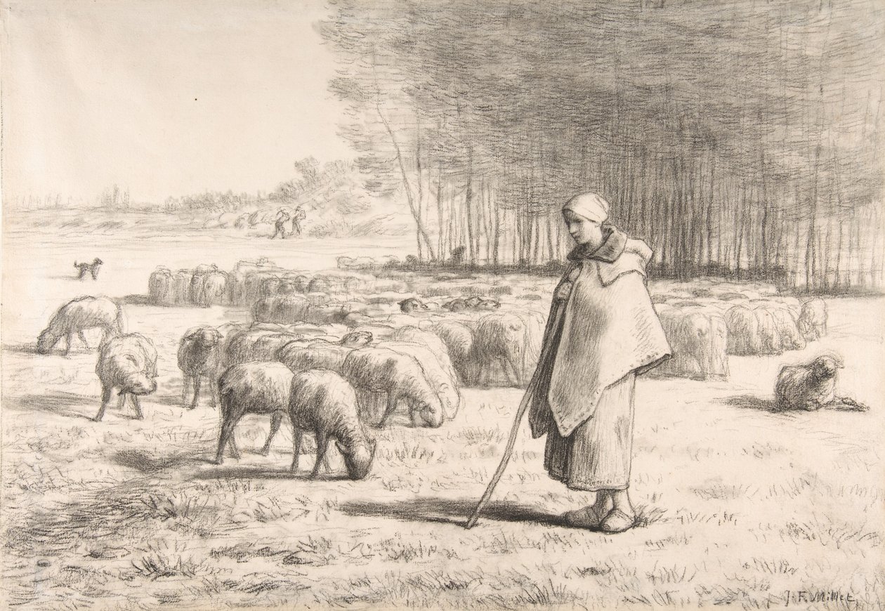 Sürüsüyle Bir Çoban by Jean Francois Millet