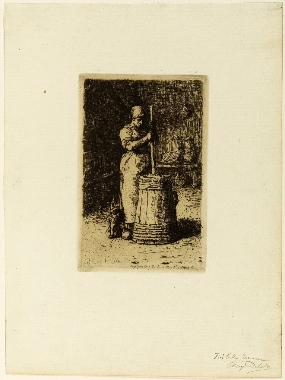 çalkalanan bir kadın by Jean Francois Millet