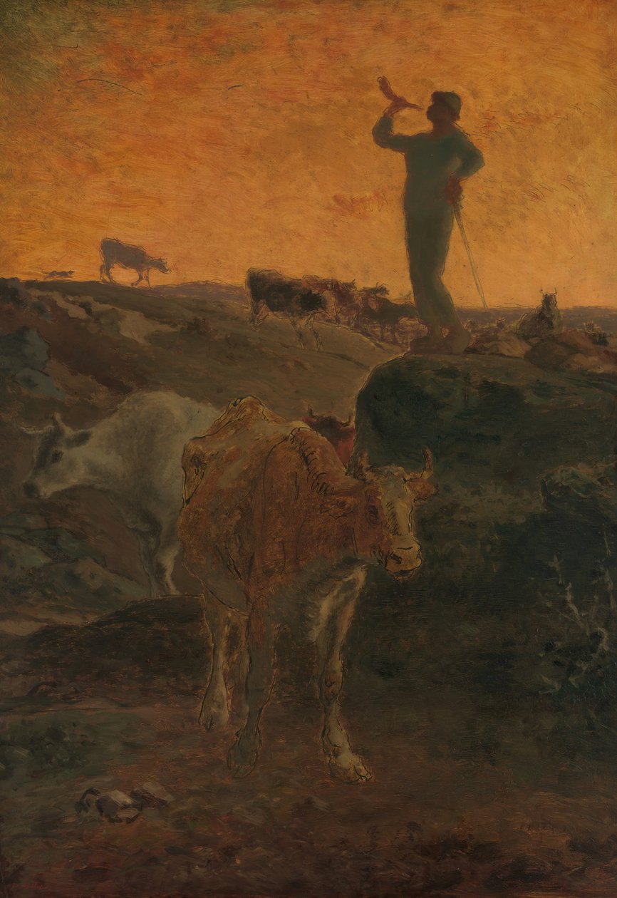 İneklerin Yuvasına Çağrılması, ca. 1872. by Jean Francois Millet