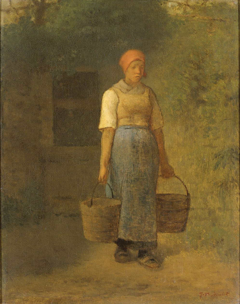 Su taşıyan kız, c.1855-60 by Jean Francois Millet
