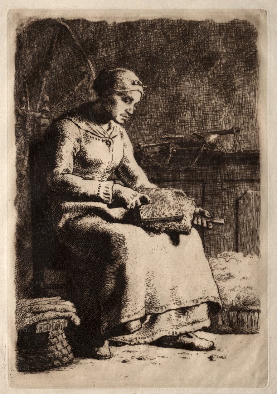 Kadın Tarak Yün by Jean Francois Millet