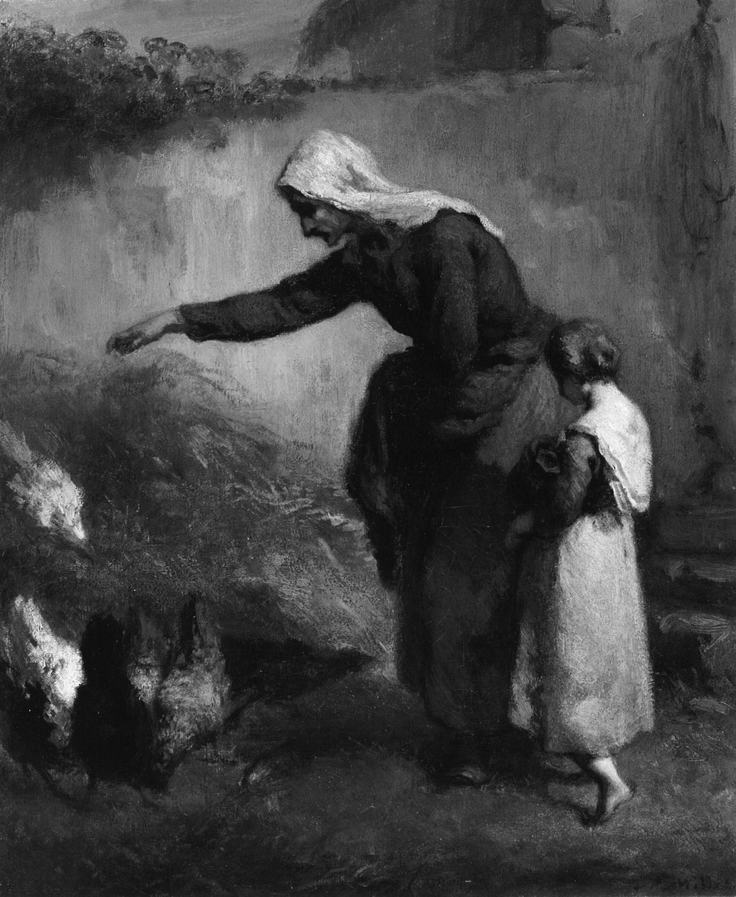 Tavuk Besleyen Kadın by Jean Francois Millet