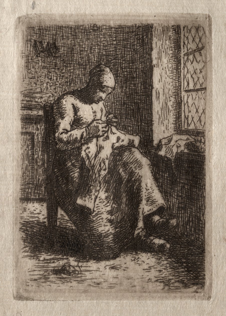 kadın dikiş by Jean Francois Millet