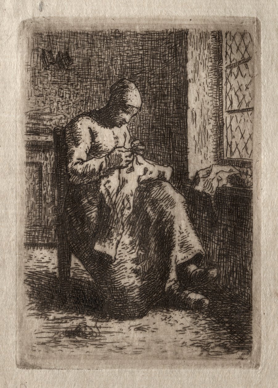 Kadın Dikiş. by Jean Francois Millet