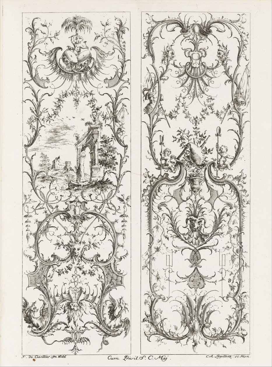 İki Dikey Panel by Jean François Cuvilliés
