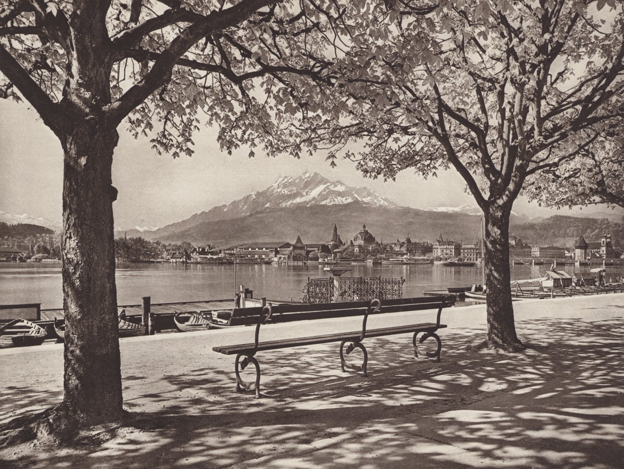 İsviçre: Luzern, Pilatus Dağı ile (s/b fotoğraf) by Jean Gaberell