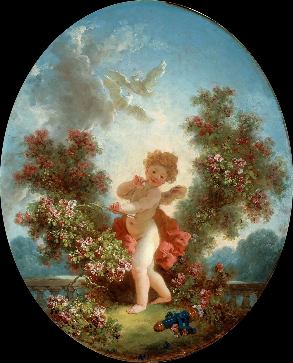 Bir nöbetçi olarak aşk tanrısı, c. 1780. by Jean Honore Fragonard