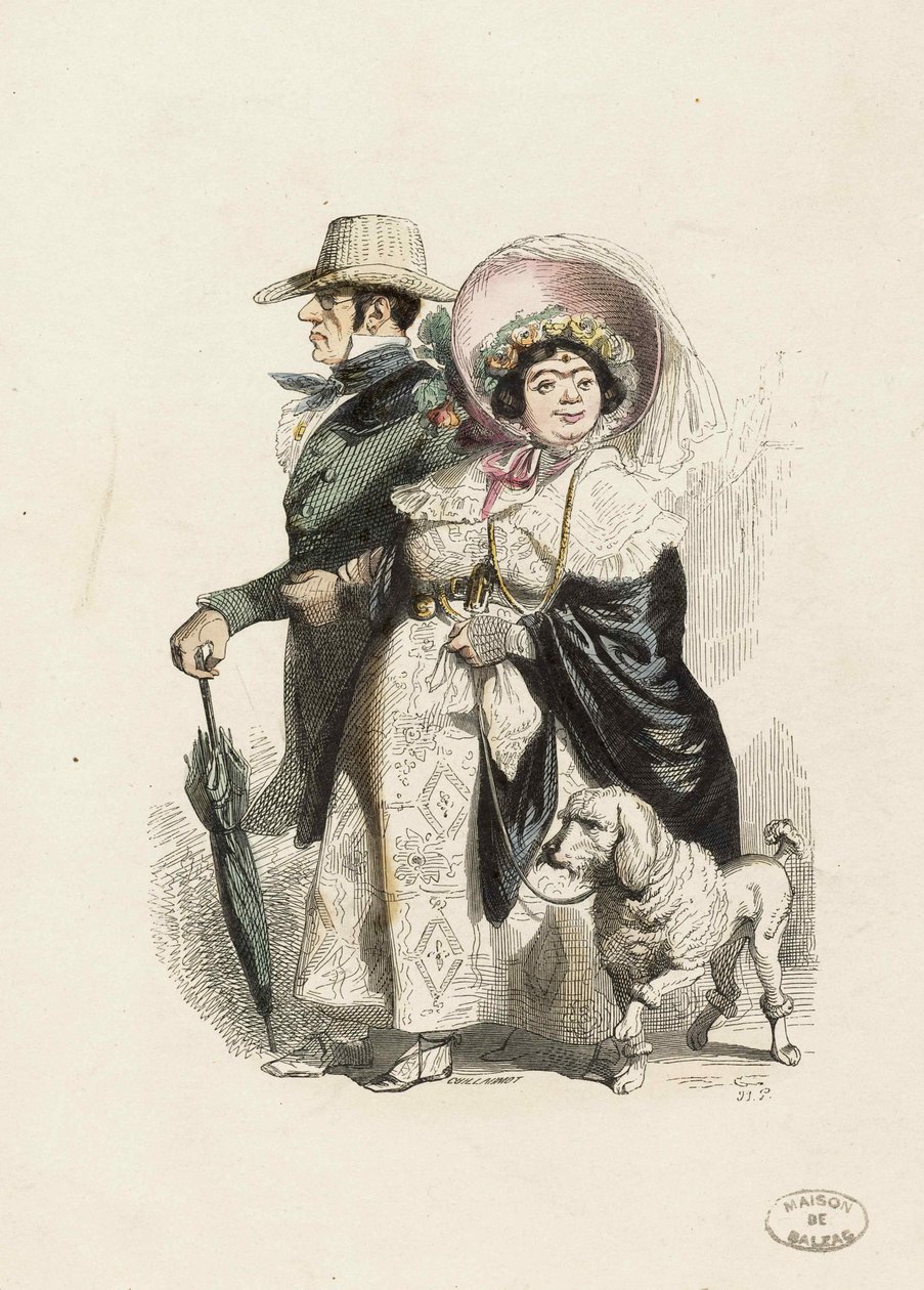Bir Kiracı ve eşi, 1840. by Jean Jacques Grandville