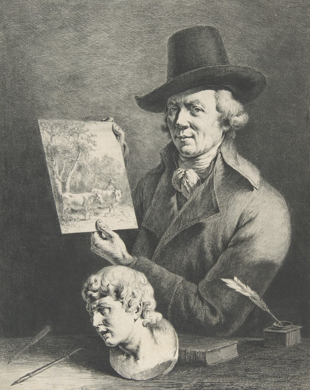 İneklerle Otoportre, 1796. by Jean Jacques de Boissieu