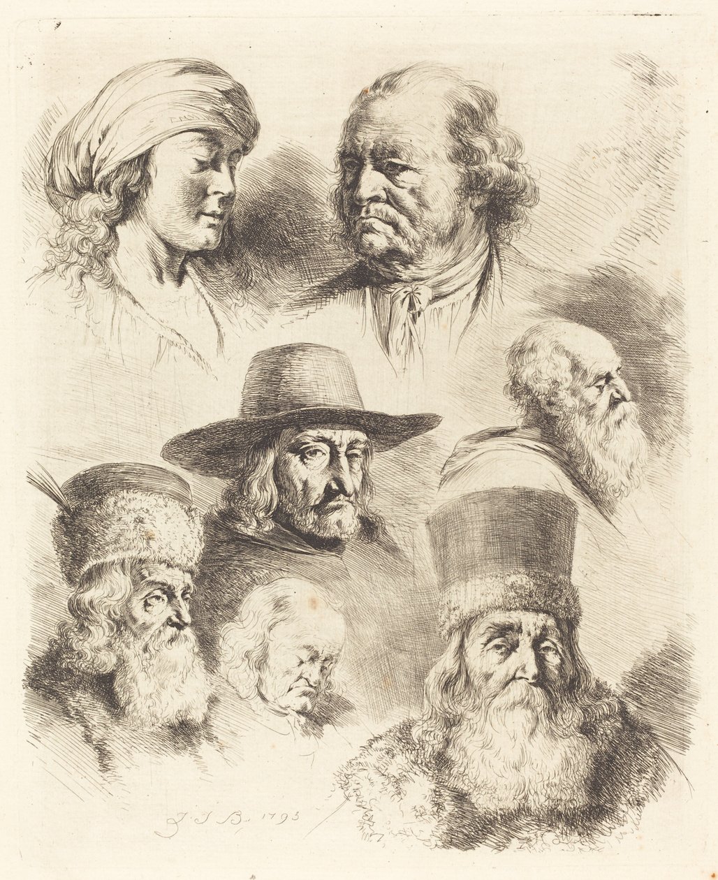 Yedi Kafa Çalışmaları by Jean Jacques de Boissieu