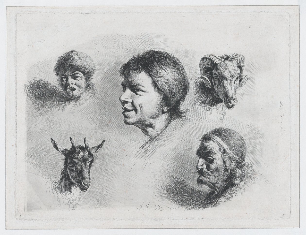 Beş Başın İncelenmesi, 1803. by Jean Jacques de Boissieu