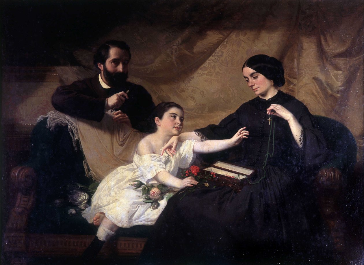 Ailem (tuval üzerine yağlı boya) by Jean Jalabert