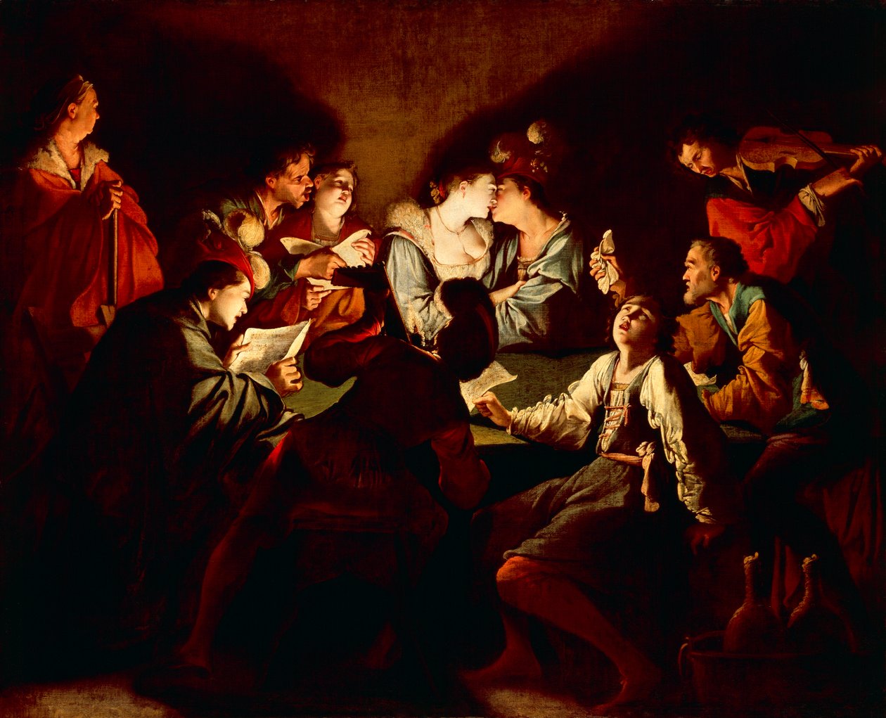 Gece konseri, c.1621/2 (tuval üzerine yağlı boya) by Jean Leclerc