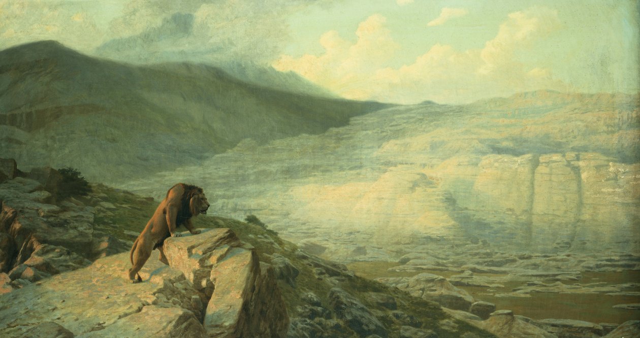 nöbette aslan, by Jean Leon Gerome