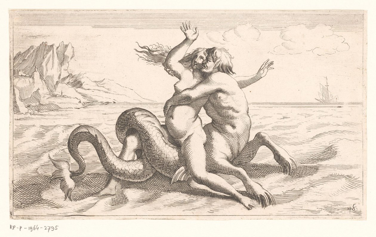 Triton bir kadını kaçırır by Jean Lepautre (attributed to)