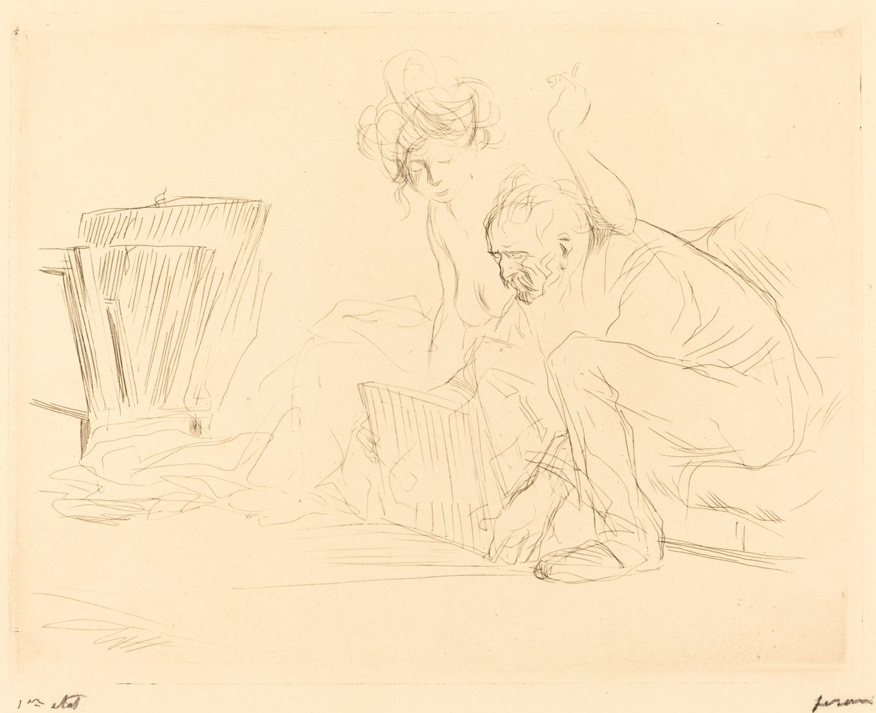 Modelin Dinlenmesi (ikinci plaka) by Jean Louis Forain