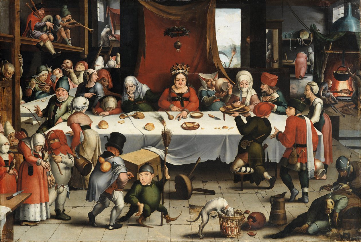 Burlesque Feast, c.1550 (panelde yağlı boya) by Jean Mandyn