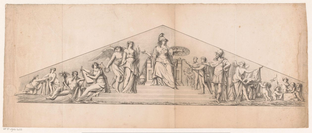Enthroned Minerva ile timpan by Jean Matthieu Kierdorff