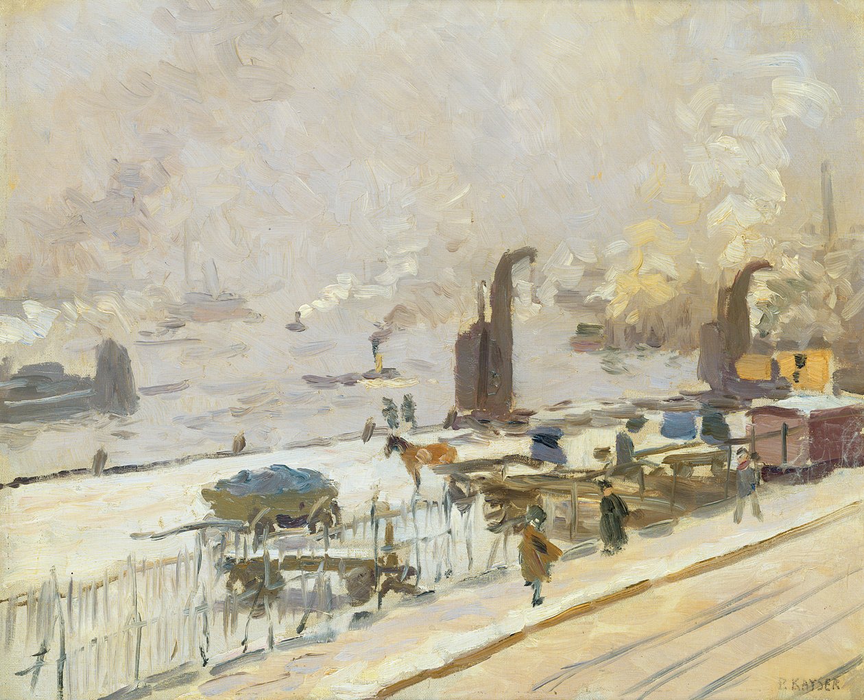 Kışın Hamburg Limanı, 1909 by Jean Paul Kayser