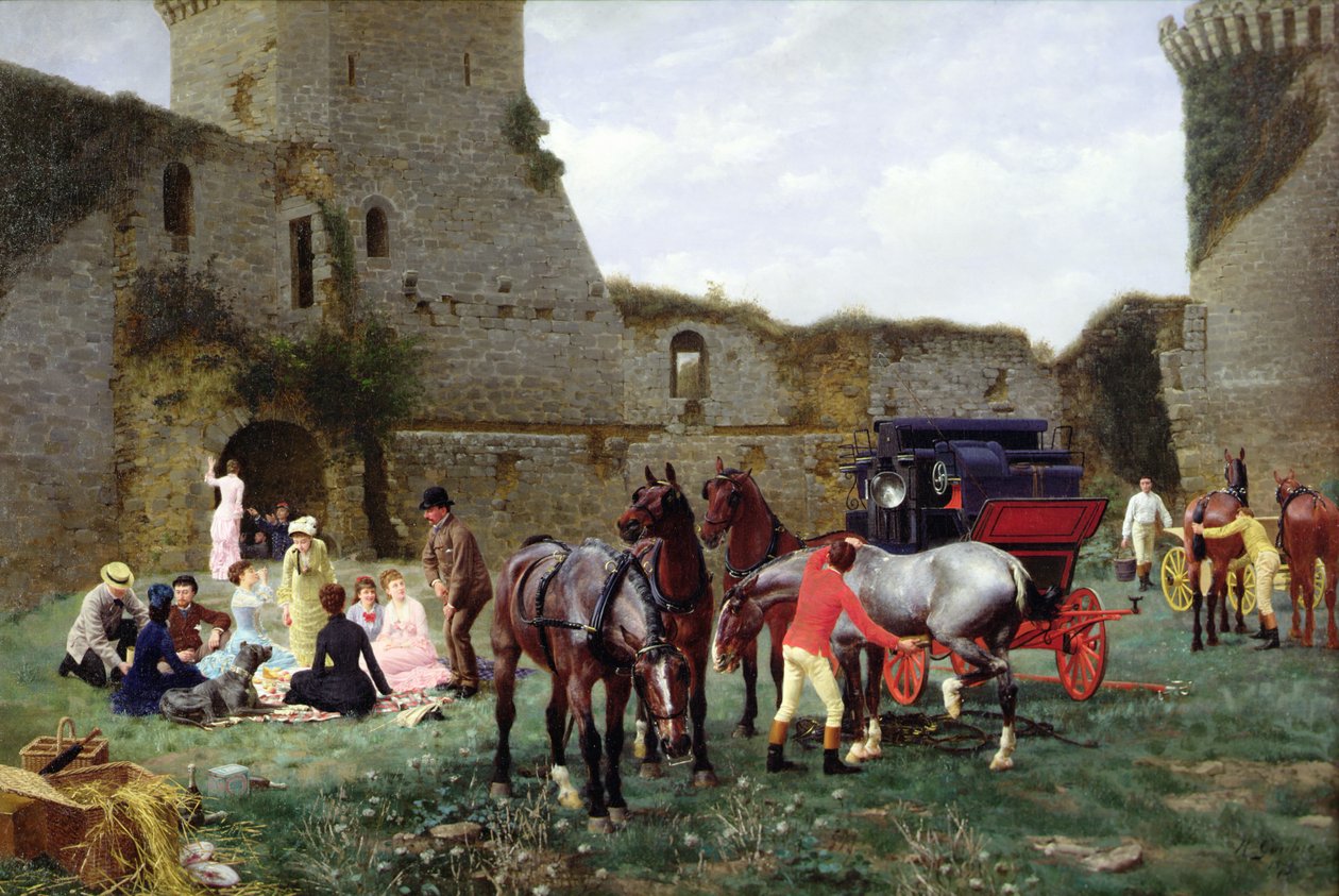 Hunaudaye harabelerinde öğle yemeği by Jean Richard Goubie