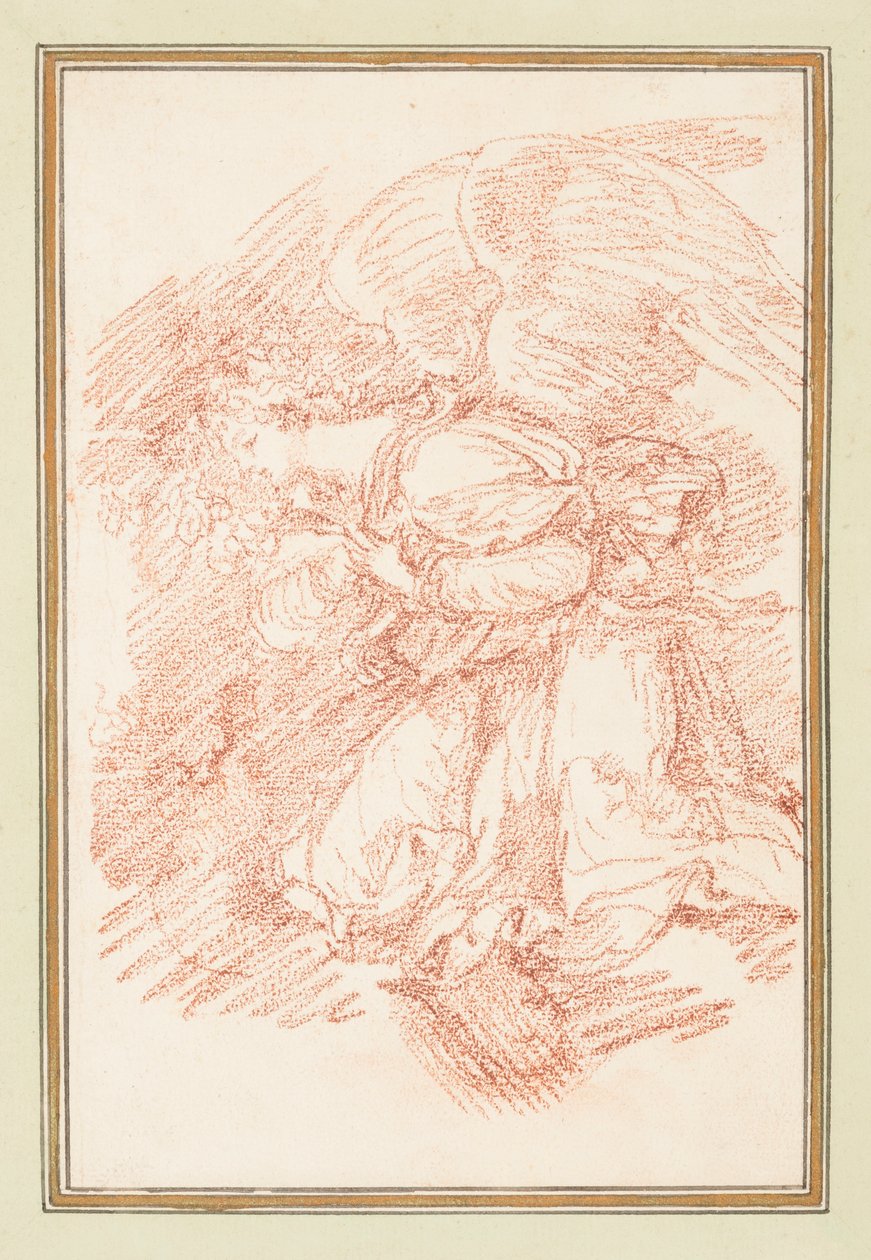 Diz çökmüş kanatlı figür by Jean Robert Ango