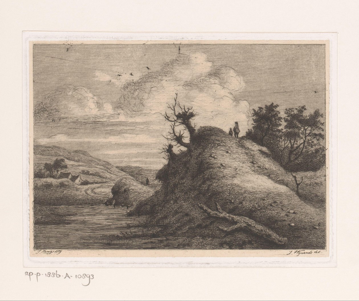 Bir kumul manzarasında yürüyüşçüler by Jean Théodore Joseph Linnig