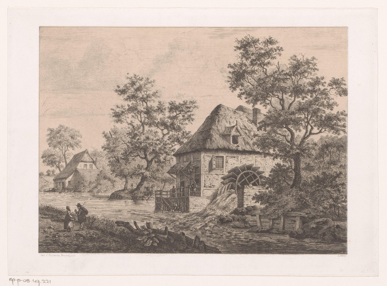 Krefeld yakınlarındaki su değirmeni by Jean Théodore Joseph Linnig