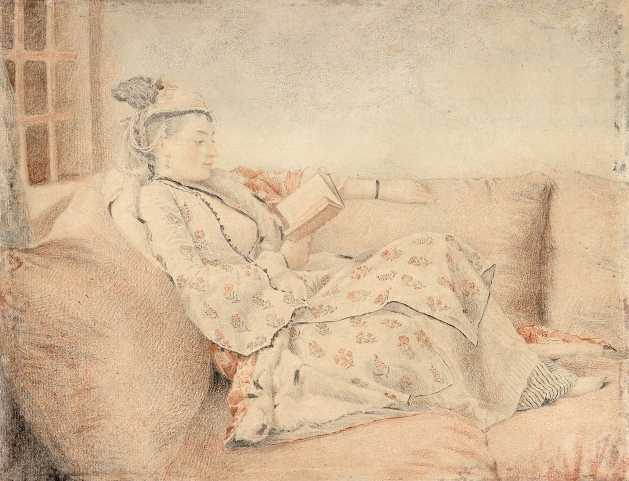 Türk elbiseli bayan, okuma by Jean Étienne Liotard