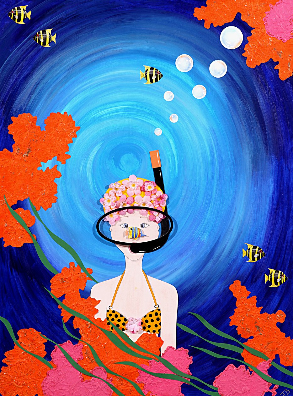 Scuba Diva, 2008 (kağıt üzerinde akrilik) by Jenny Barnard