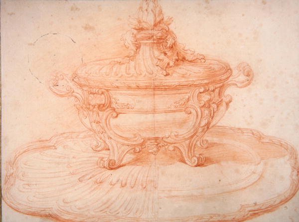 Tabakta Tureen (kağıt üzerinde kırmızı tebeşir) by Jermain