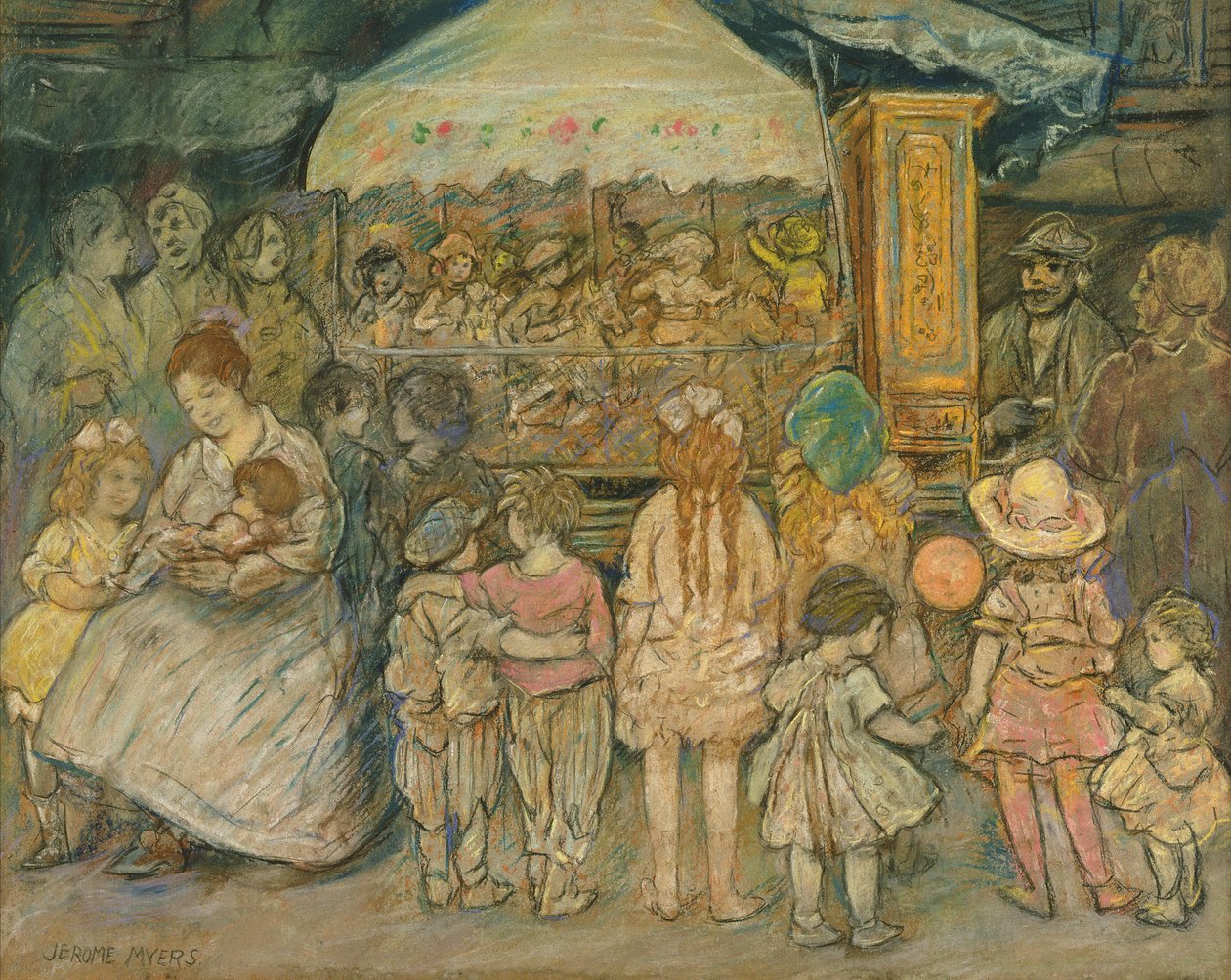 Carousel, c.1924 (kağıt üzerinde pastel) by Jerome Myers