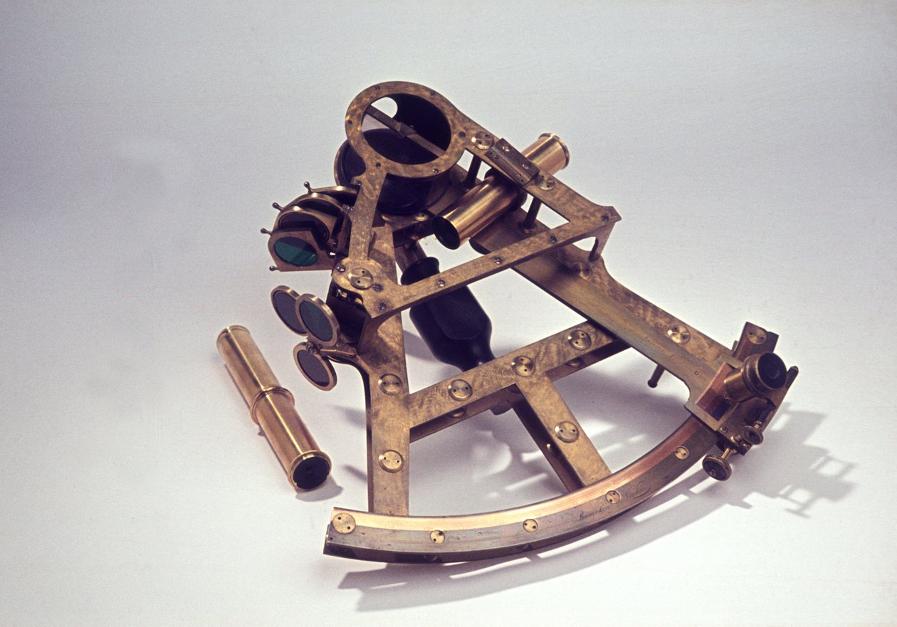 Çift çerçeveli köprü sekstantı, c.1780 (pirinç ve ahşap) by Jesse Ramsden
