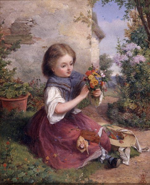 The Posy, c.1880 (panelde yağlı boya) by Jessica (attr.to) Hayllar