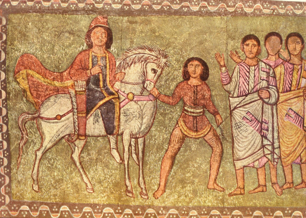 Mordechai ve Haman (alçı üzerine tempera) by Jewish School