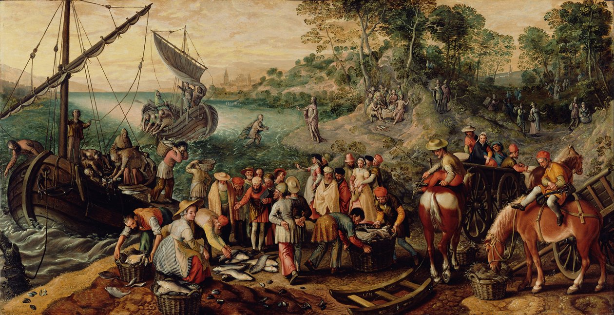 Balıkların Mucizevi Çekişi by Joachim Beuckelaer