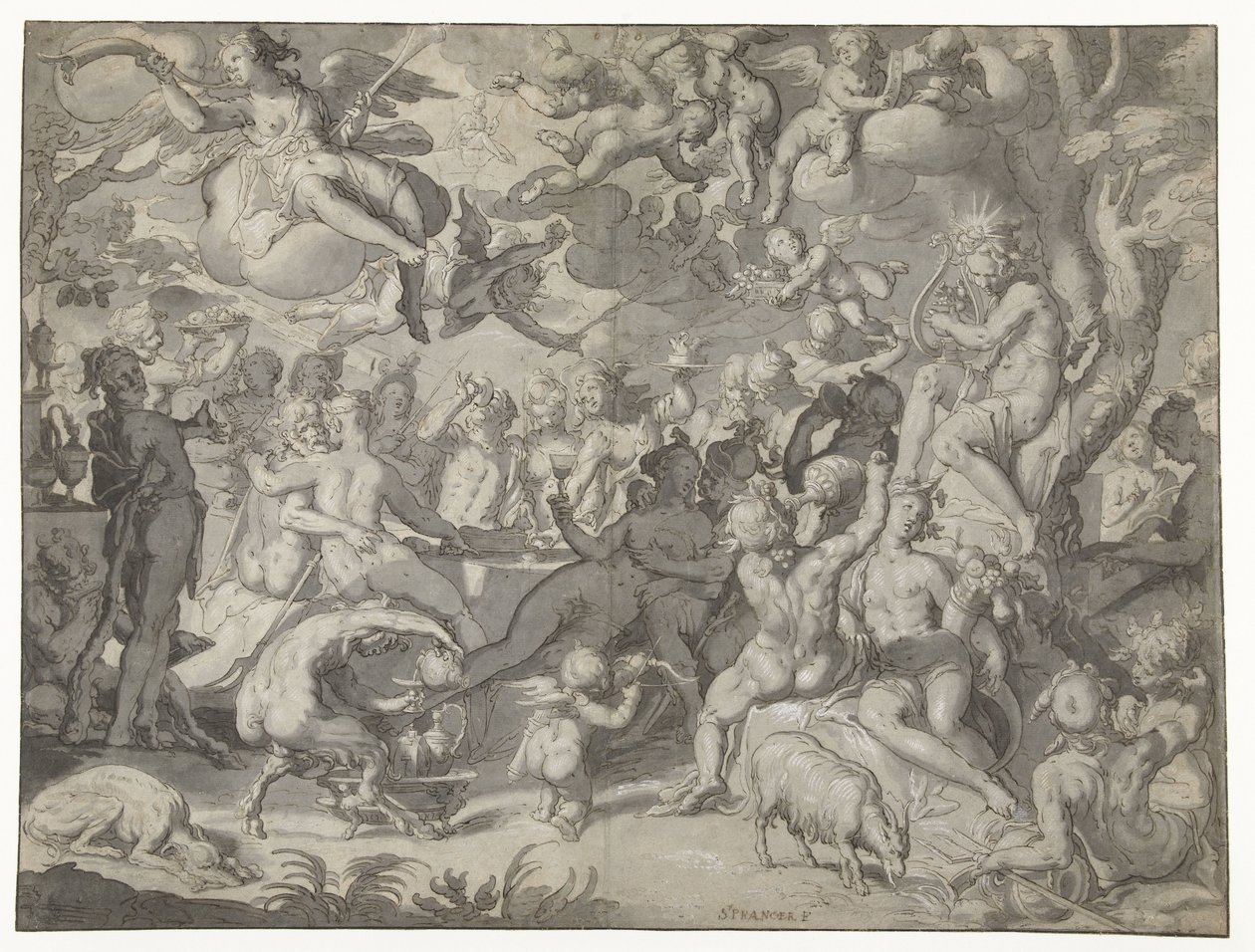 Peleus ve Thetis'in Düğünü by Joachim Wtewael or Utewael