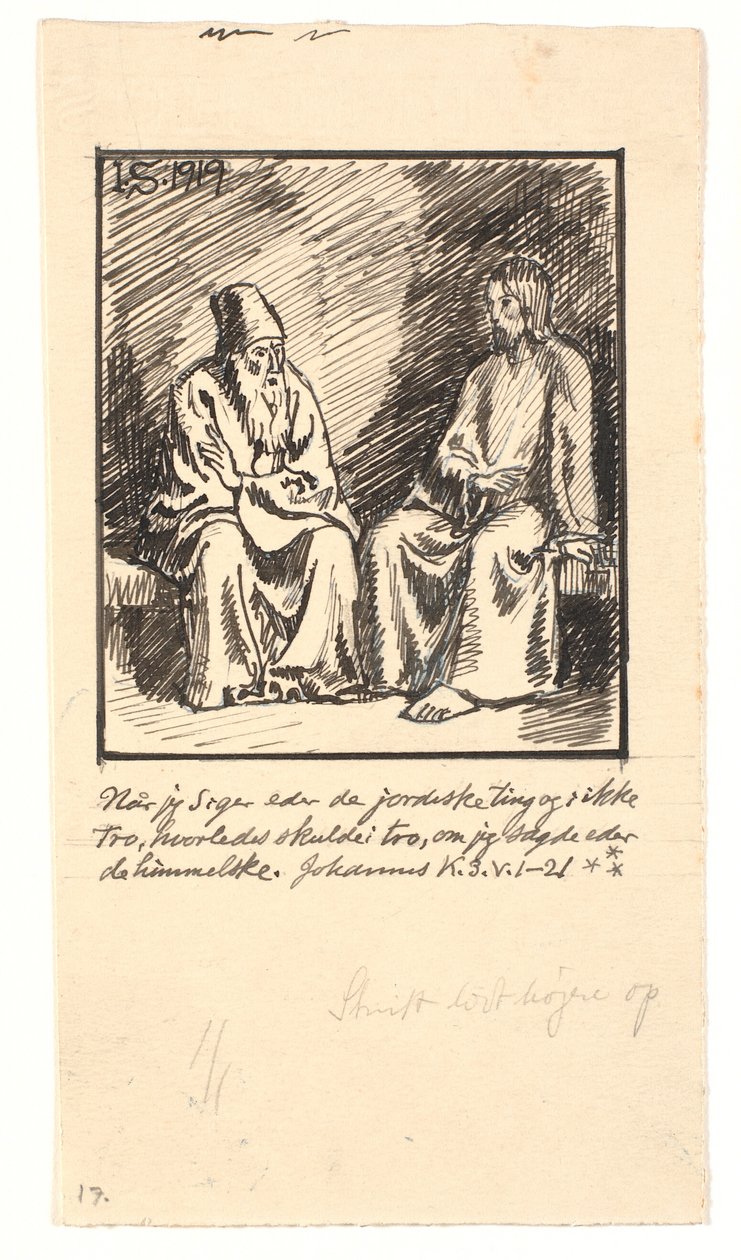 İsa ve Nikodim by Joakim Frederik Skovgaard