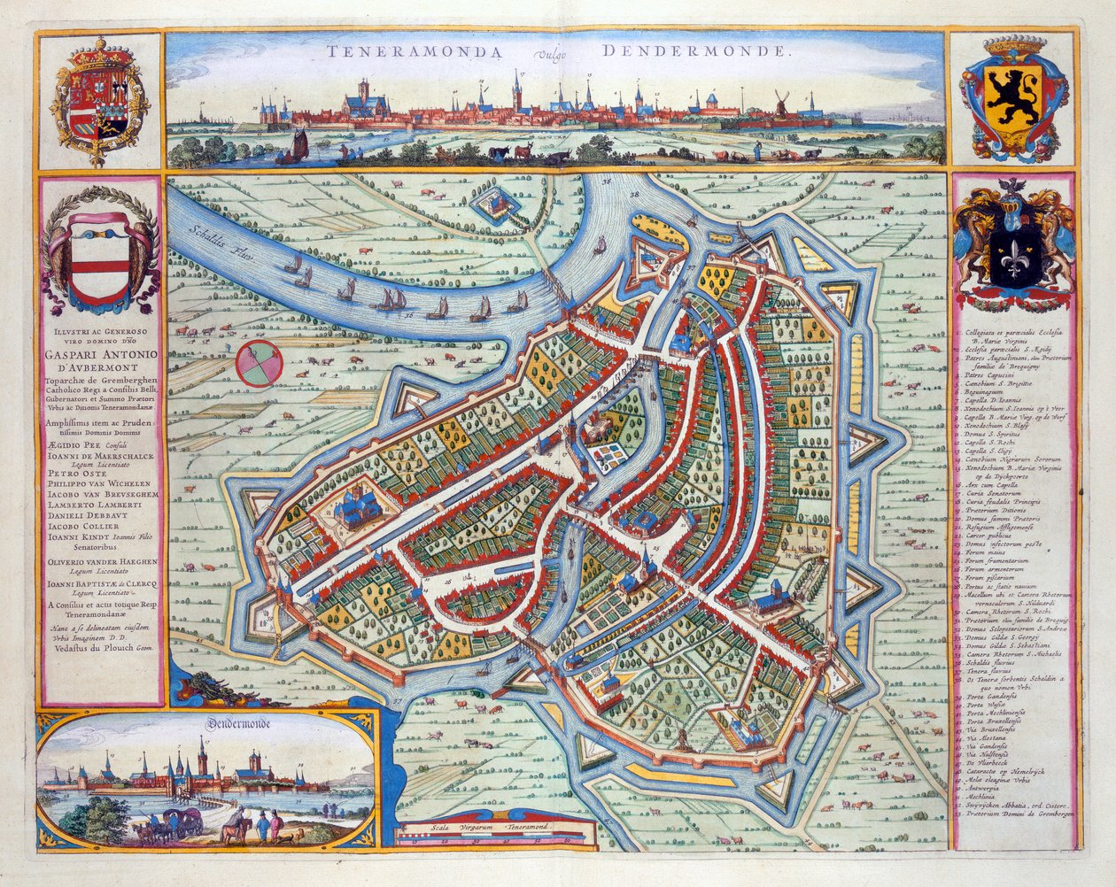 Dendermonde, 1649 (el boyaması gravür) by Joan Blaeu