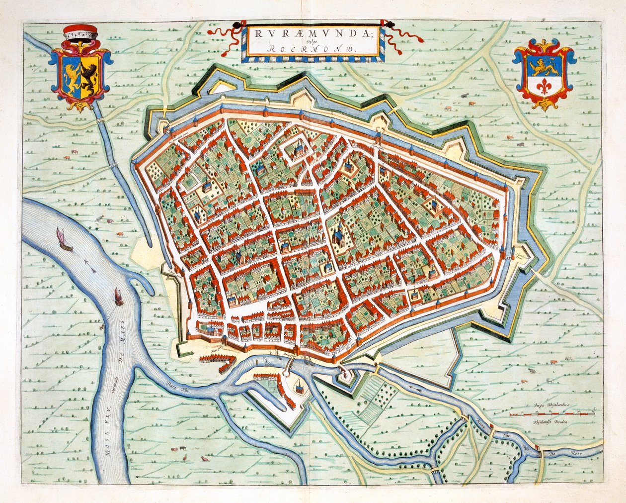 Roermond, 1649 (el boyaması gravür) by Joan Blaeu