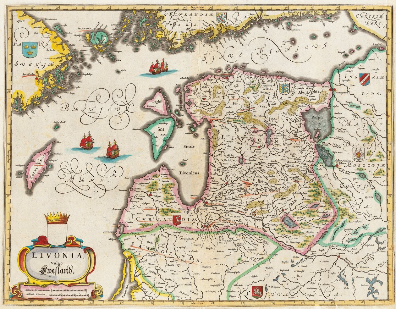 Livonia Haritası, Vulgo Lyefland, Atlas Maior by Joan Blaeu