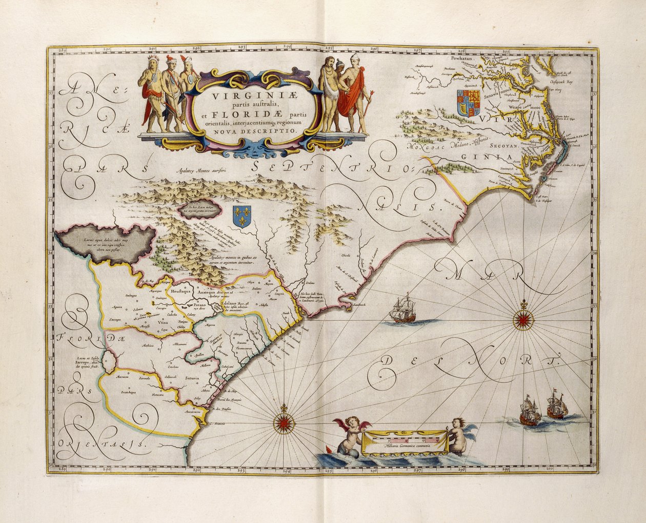 Virginia ve Florida Haritası, 1667 by Joan Blaeu