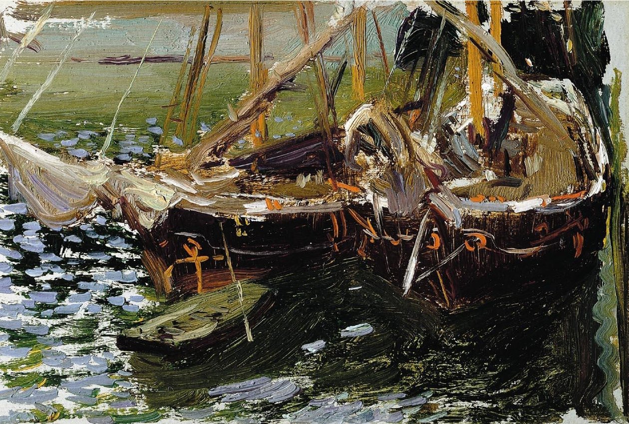 Limandaki tekneler by Joaquín Sorolla