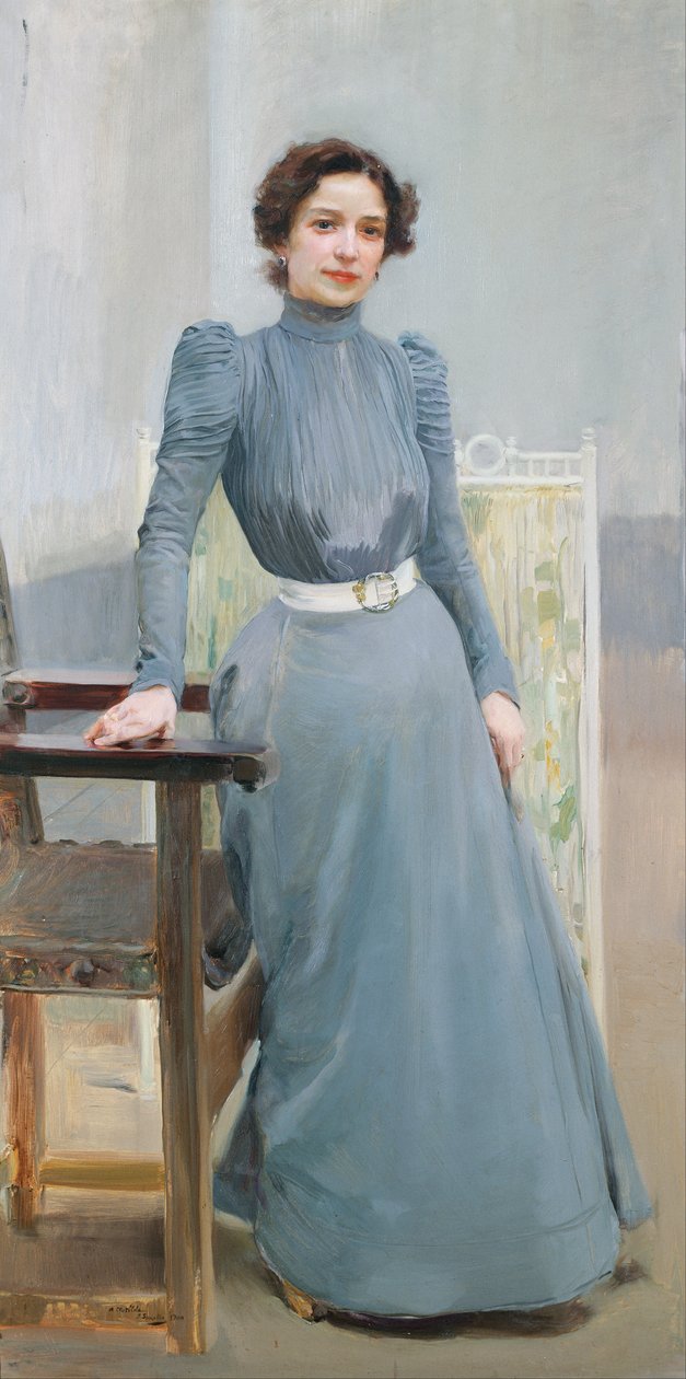 Gri elbiseli Clotilde by Joaquín Sorolla