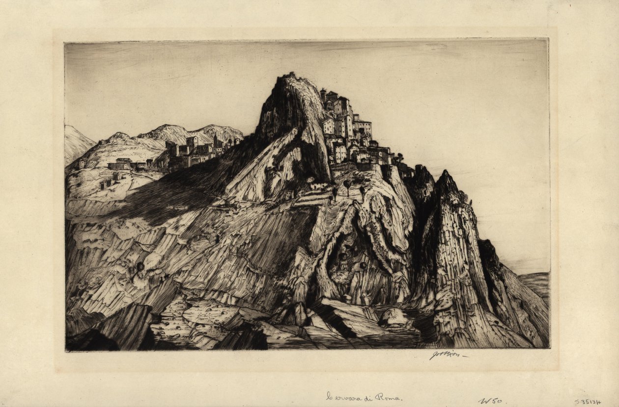 Cervara di Roma (gravür ve kuru nokta) by Job Nixon