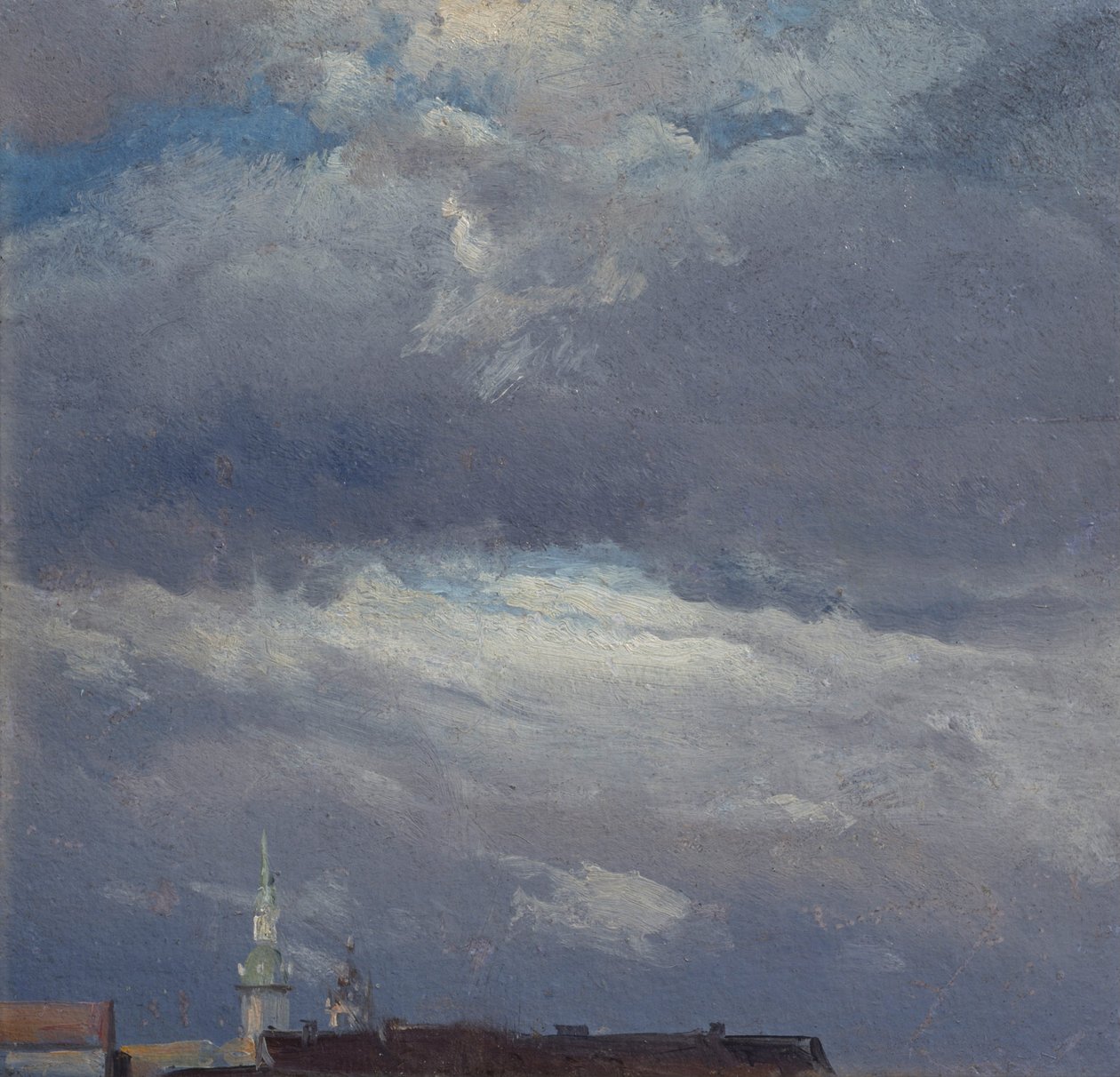 Dresden kale kulesi üzerinde fırtına bulutları by Johan Christian Dahl