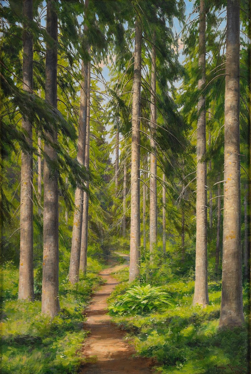 Güneşli orman yolu by Johan Fredrik Krouthen