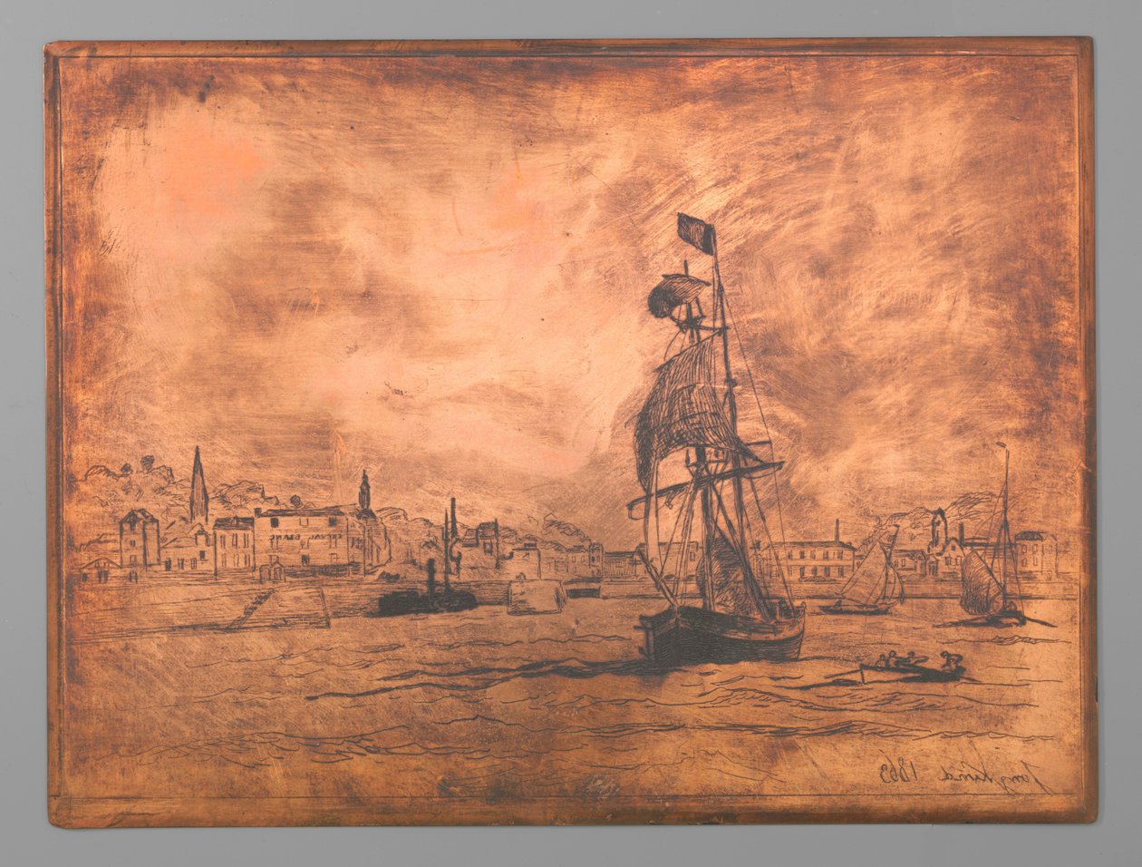 Honfleur Limanı by Johan Barthold Jongkind (signed by artist)