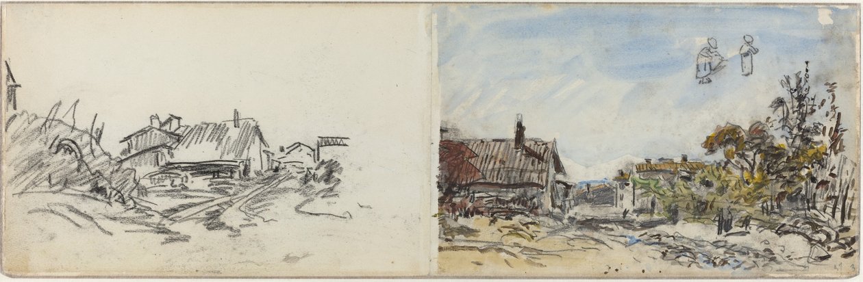 Brezins yakınlarında bir köy by Johan Barthold Jongkind