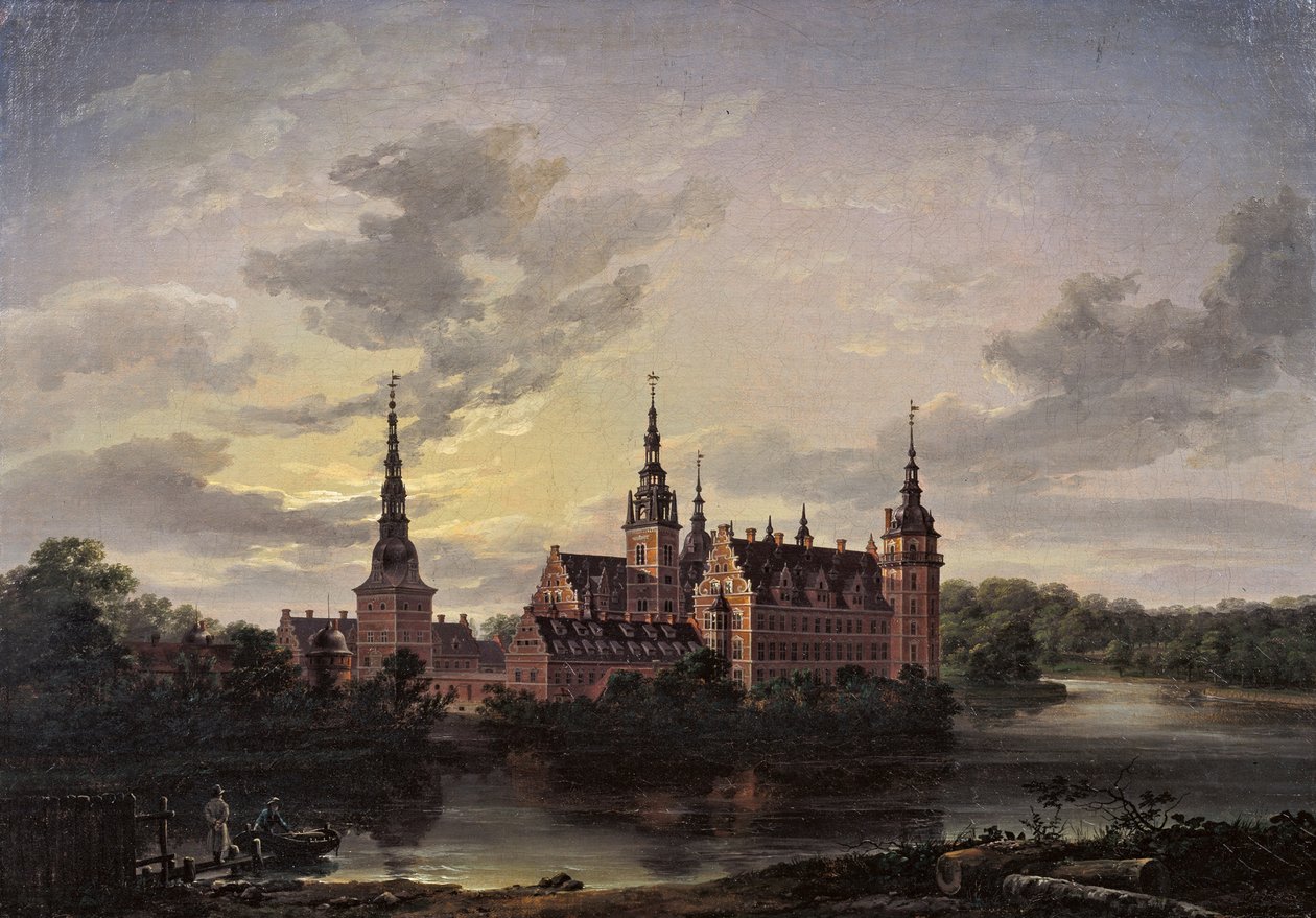 Ay ışığında Frederiksborg Yuvası, 1817. by Johan Christian Dahl